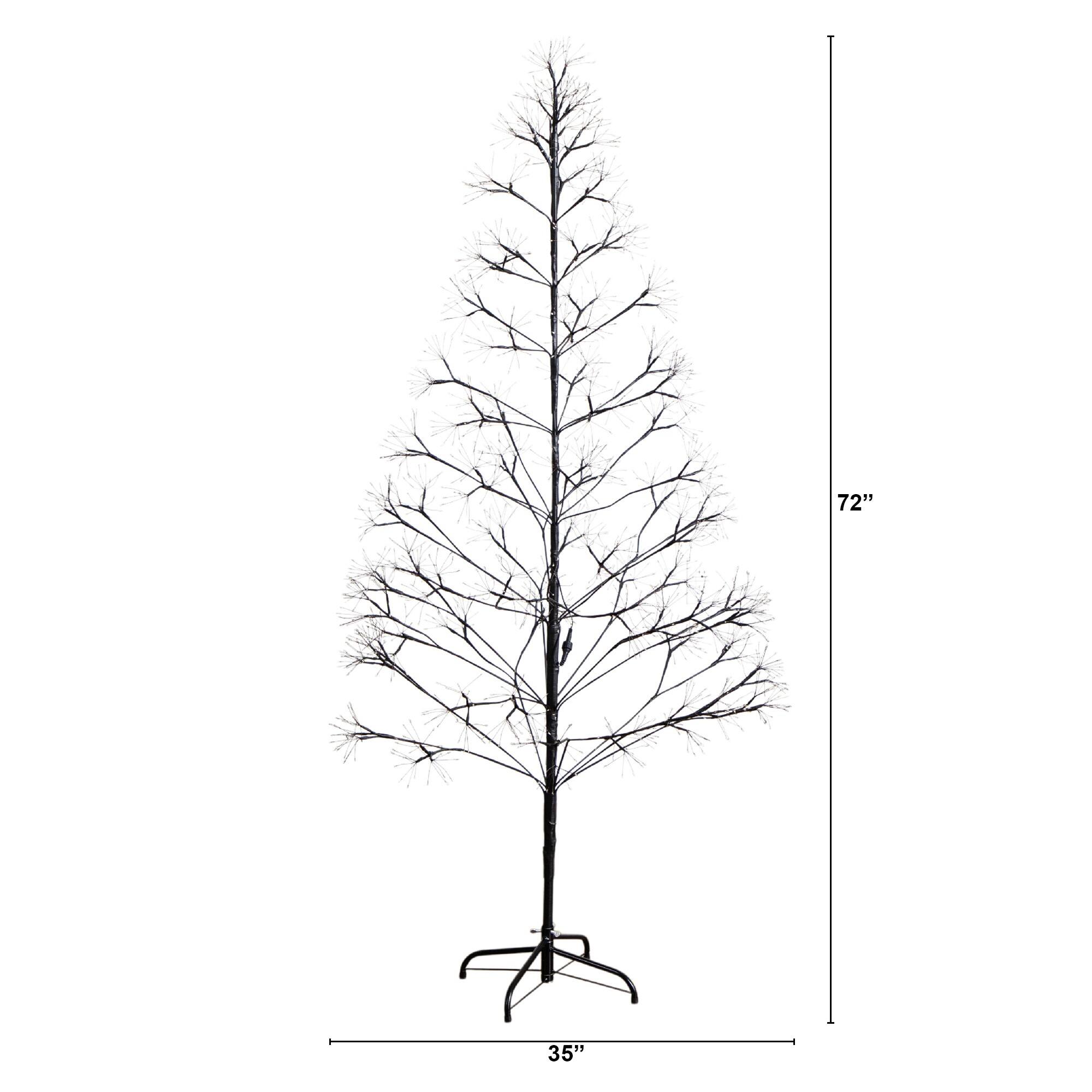 6ft. Pre-Lit Artificial Halloween Black Starburst Tree with 1680 Fairy Warm White LED Lights